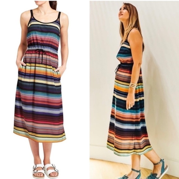 Athleta Havana‎ Rainbow Stripe Midi Sundress - Picture 3 of 15